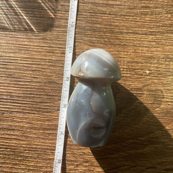 Orca agate mushroom carving crystal druzy white grey banded banding black - Picture 2 of 12